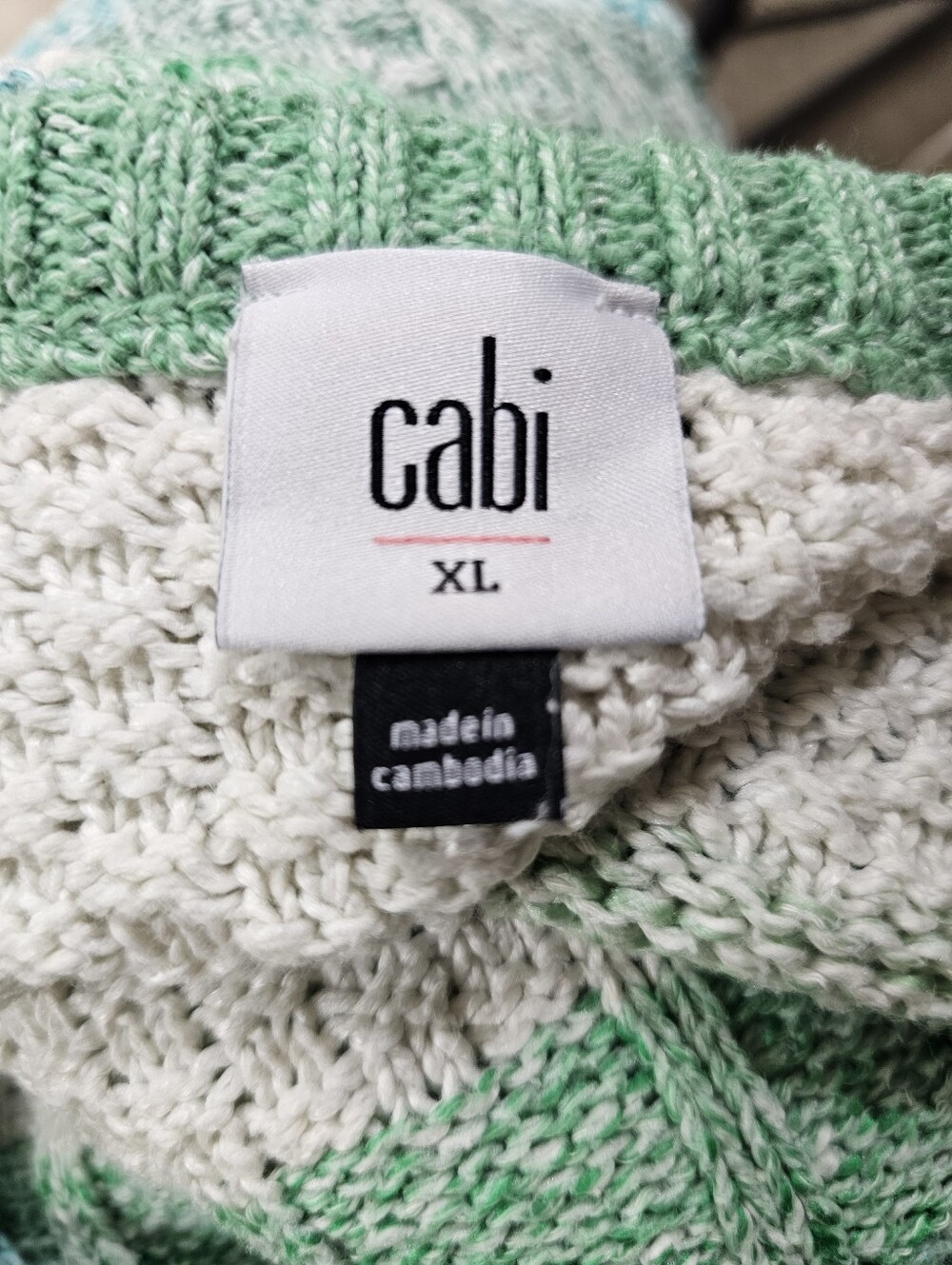 CAbi Mixed Stitch V Neck Striped Pastel Sweater XL - Picture 7 of 7